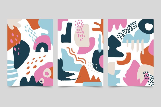 Colección de cubiertas de formas abstractas dibujadas a mano