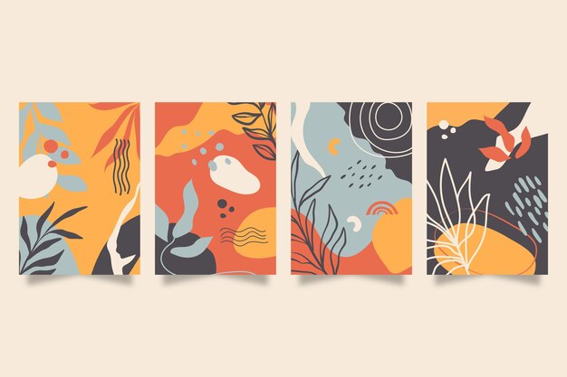 Colección de cubiertas de formas abstractas dibujadas a mano