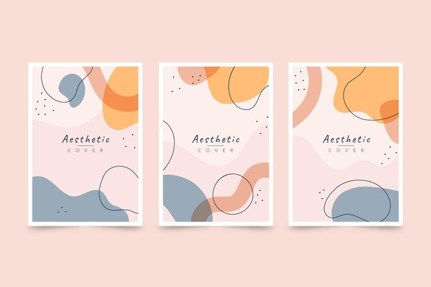 Colección de cubiertas de formas abstractas planas dibujadas a mano