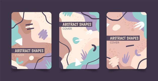 Colección de cubiertas de formas abstractas planas dibujadas a mano