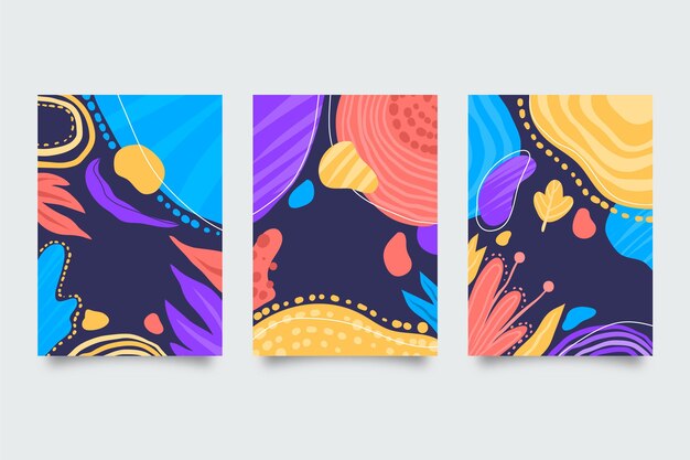 Vector gratuito colección de cubiertas de formas abstractas planas dibujadas a mano