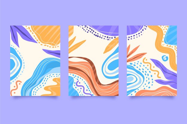 Colección de cubiertas de formas abstractas planas dibujadas a mano