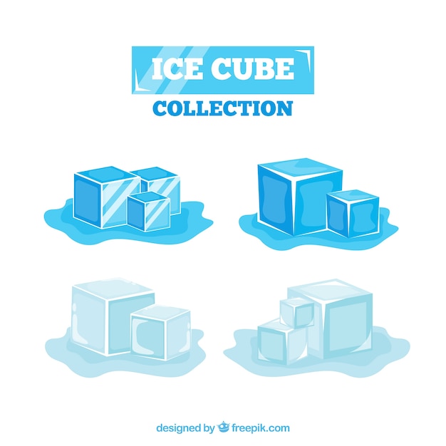 Vector gratuito colección de cubitos de hielo en 2d