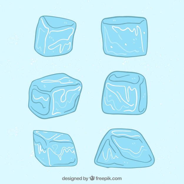 Colección de cubitos de hielo dibujados a mano
