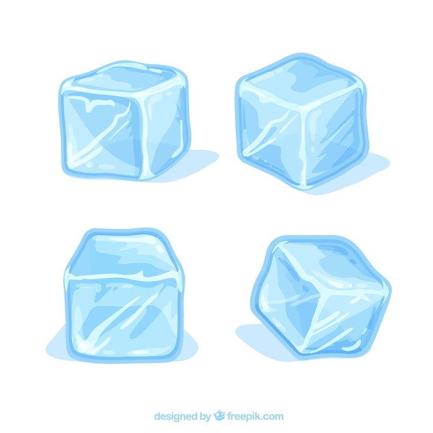 Colección de cubitos de hielo dibujados a mano