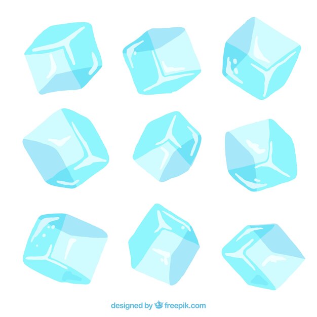 Colección de cubitos de hielo dibujados a mano