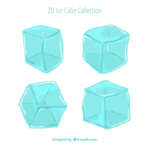 Colección de cubitos de hielo dibujados a mano