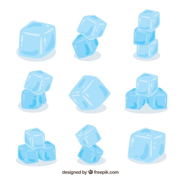 Colección de cubitos de hielo dibujados a mano