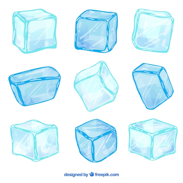 Colección de cubitos de hielo dibujados a mano