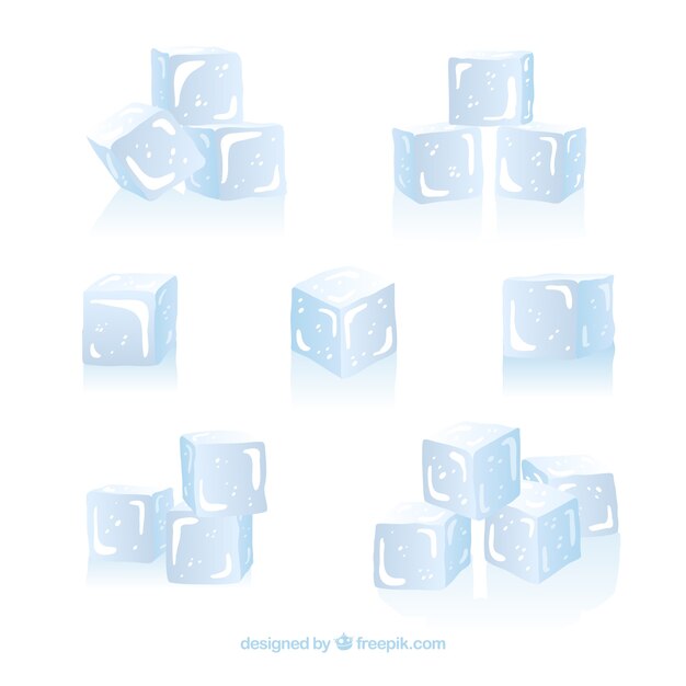 Colección de cubitos de hielo con diseño plano