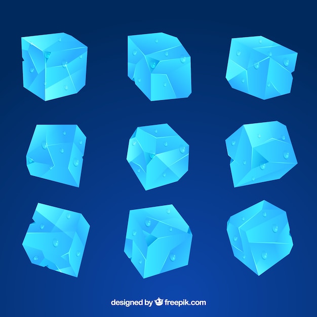 Vector gratuito colección de cubitos de hielo con diseño plano