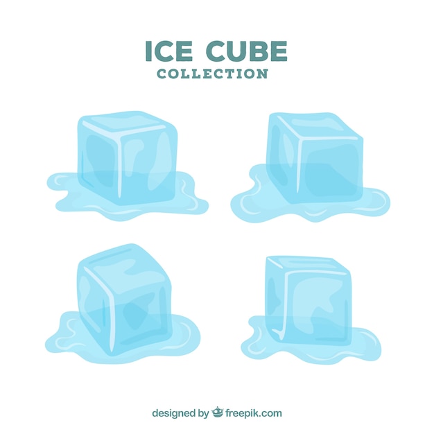Colección de cubitos de hielo con diseño plano