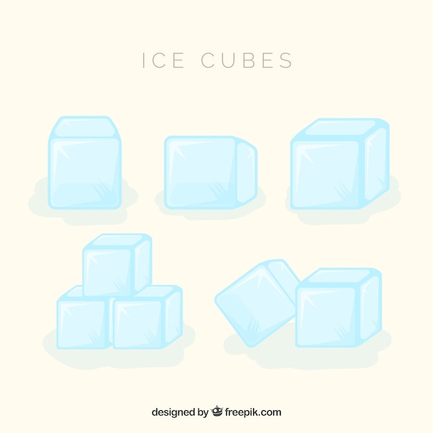 Colección de cubitos de hielo con diseño plano