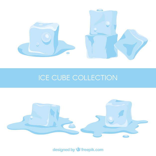 Vector gratuito colección de cubitos de hielo con diseño plano