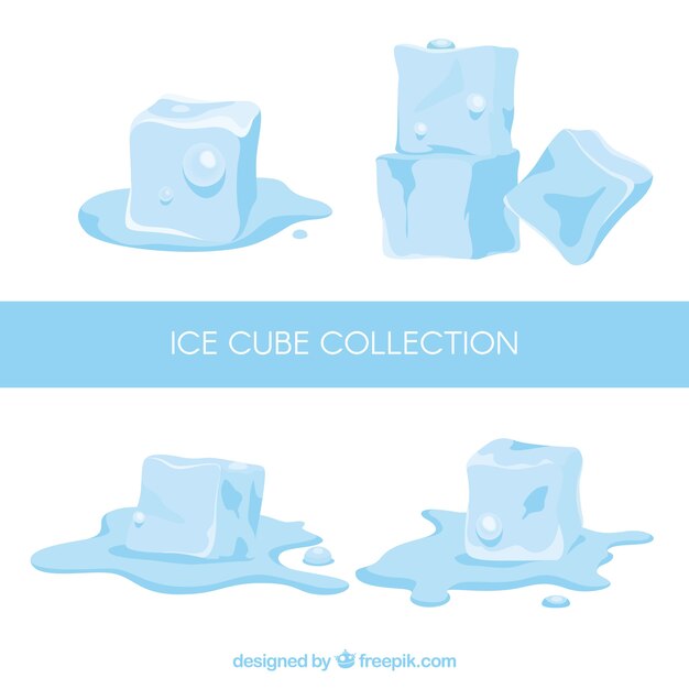 Colección de cubitos de hielo con diseño plano