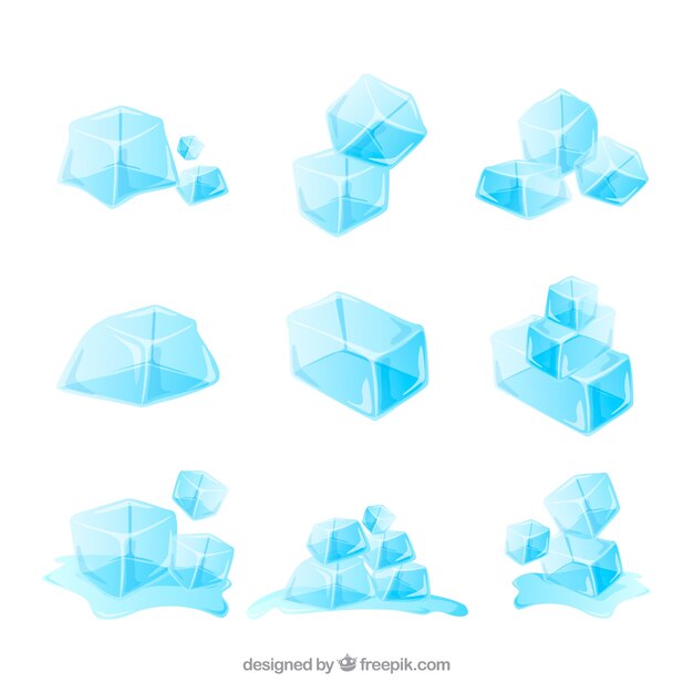 Colección de cubitos de hielo con diseño plano