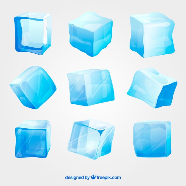 Colección de cubitos de hielo con diseño plano