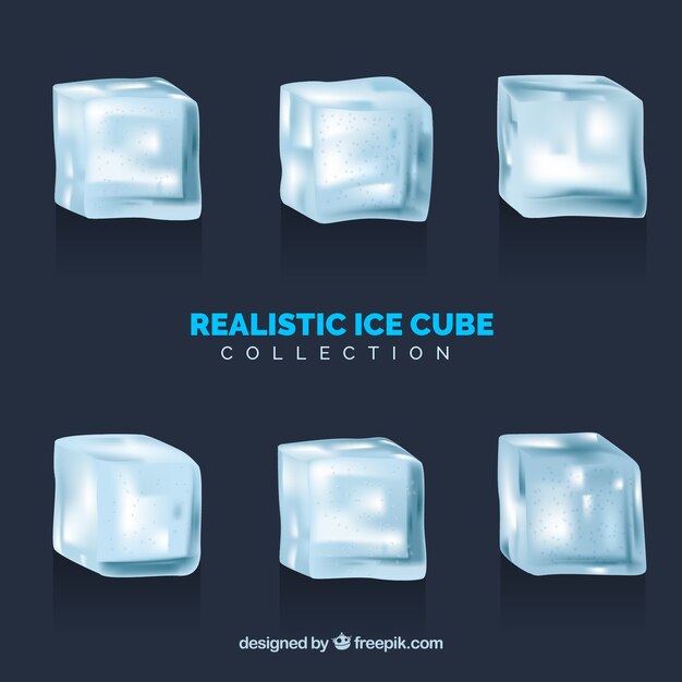 Colección de cubitos de hielo con diseño realista