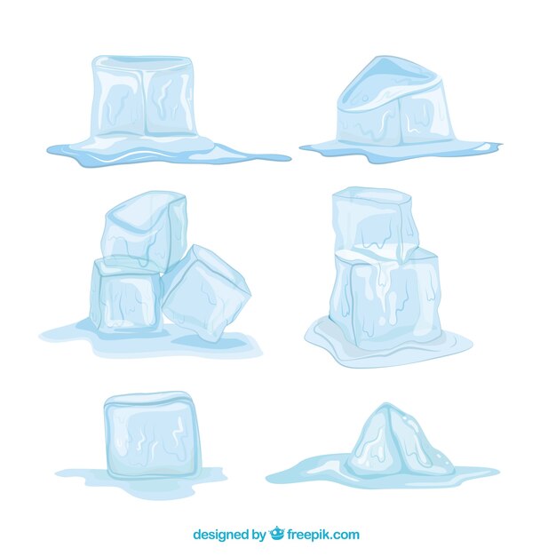 Colección de cubitos de hielo con estilo de dibujo a mano