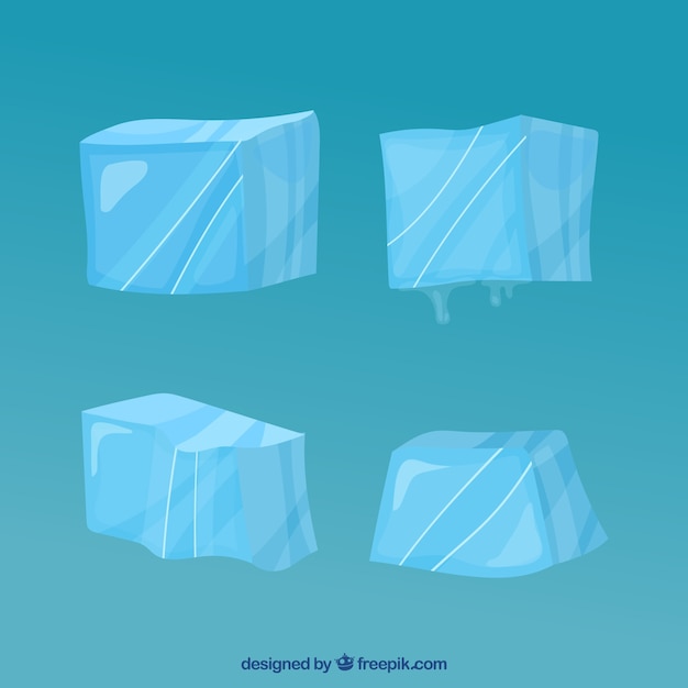 Vector gratuito colección de cubitos de hielo con estilo de dibujo a mano