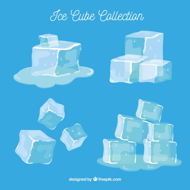 Colección de cubitos de hielo con estilo de dibujo a mano