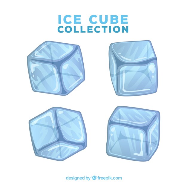 Colección de cubitos de hielo con estilo de dibujo a mano