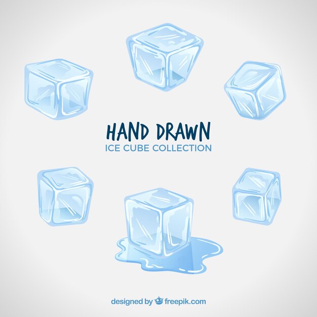 Colección de cubitos de hielo con estilo de dibujo a mano