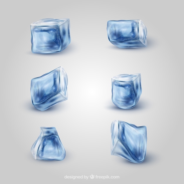 Vector gratuito colección de cubitos de hielo realistas