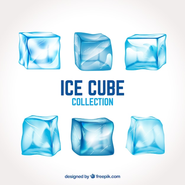 Colección de cubitos de hielo realistas