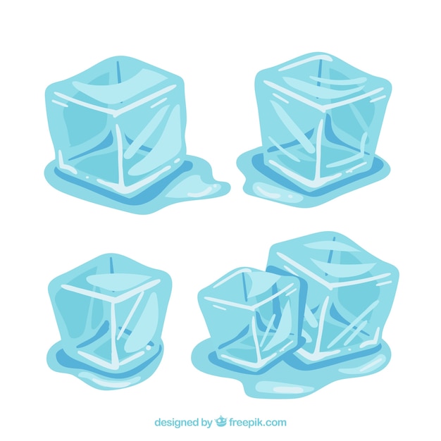 Vector gratuito colección de cubos de hielo derritiéndose