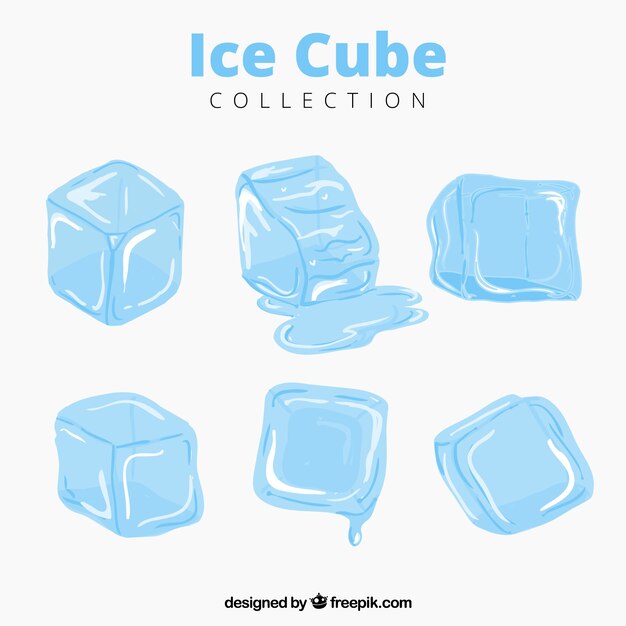 Colección de cubos de hielo derritiéndose