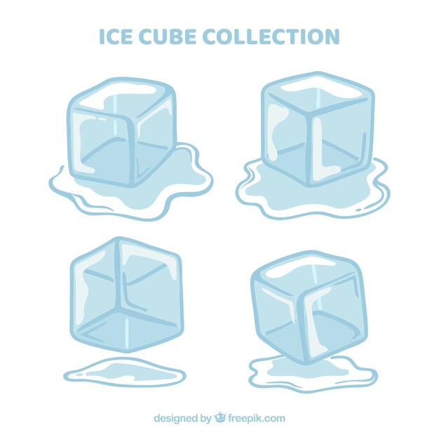 Colección de cubos de hielo en estilo hecho a mano