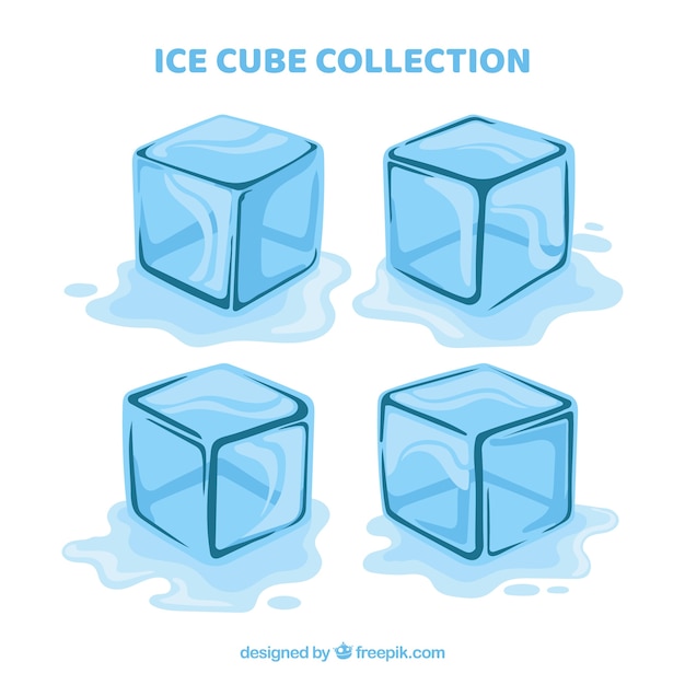 Colección de cubos de hielo en estilo hecho a mano