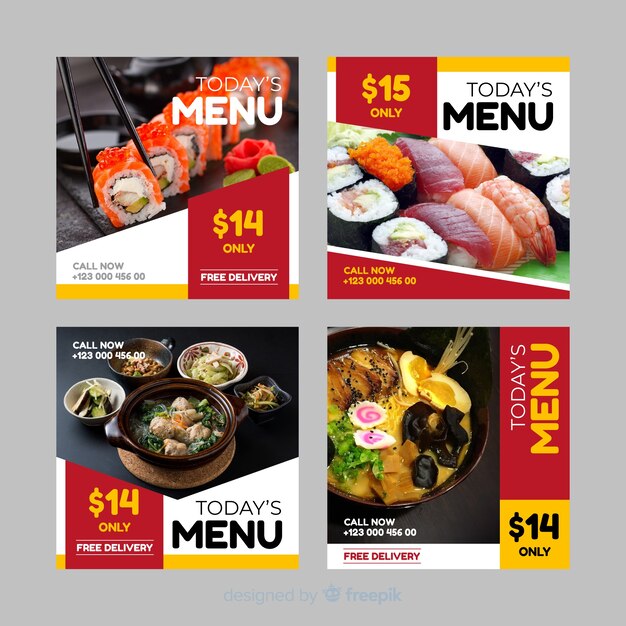 Colección culinaria de publicaciones de instagram