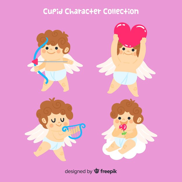 Colección cupido dibujado a mano san valentín