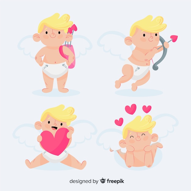 Vector gratuito colección cupido rubio san valentín