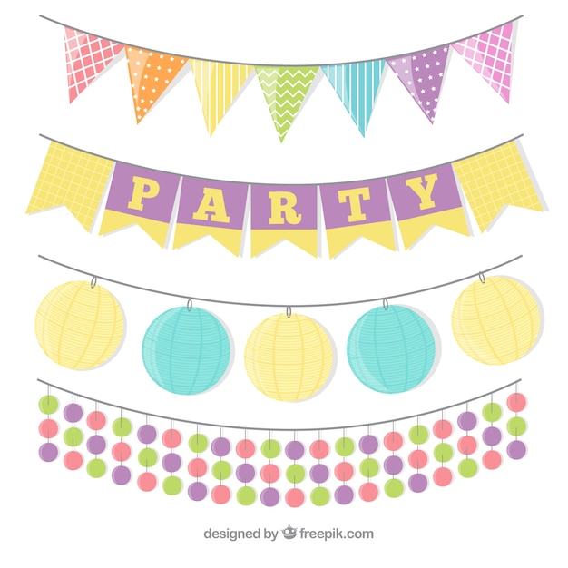 Colección de decoración de cumpleaños plana