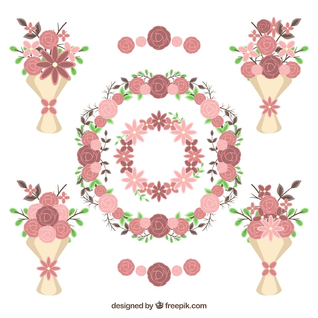 Vector gratuito colección de decoración floral para el día de san valentín