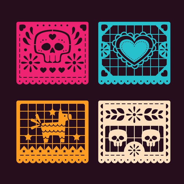 Colección de decoración mexicana plana cinco de mayo