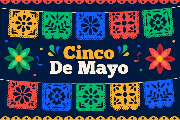 Colección de decoración mexicana plana cinco de mayo