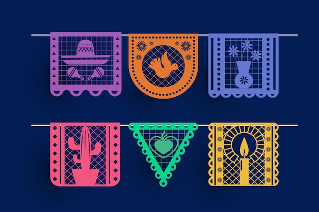 Vector gratuito colección de decoración mexicana plana cinco de mayo