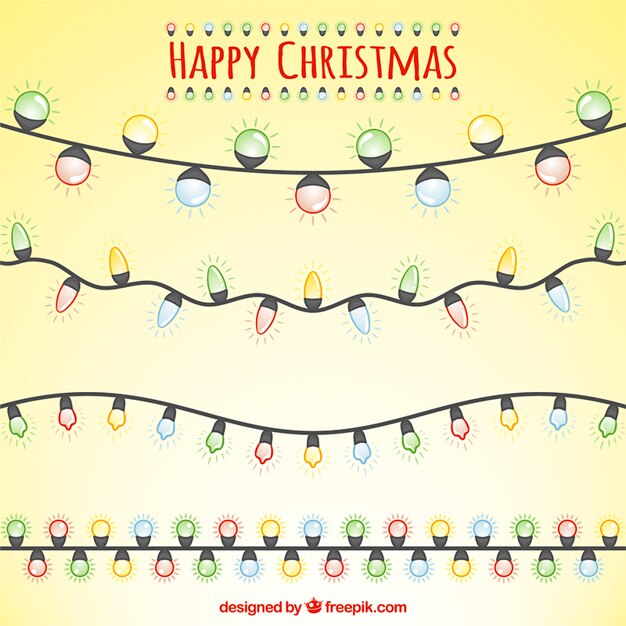 Colección de decoración de navidad con guirnaldas de luces 