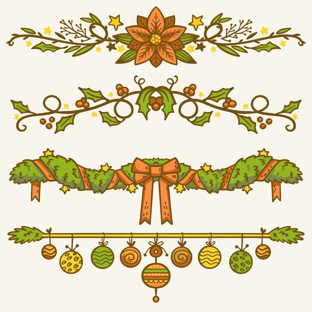 Colección de decoración navideña dibujada a mano