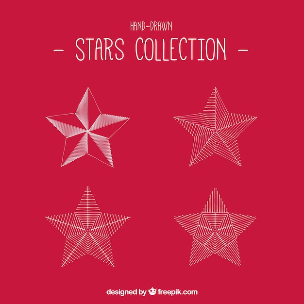 Vector gratuito colección decorativa de estrellas dibujadas a mano con rayas