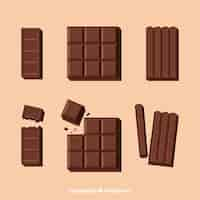 Vector gratuito colección de deliciosas barras de chocolate