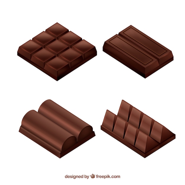 Vector gratuito colección de deliciosas barras de chocolate