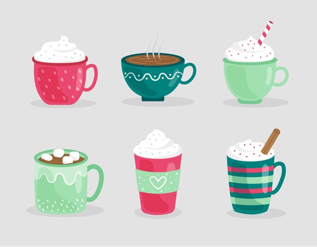 Colección de deliciosas bebidas navideñas