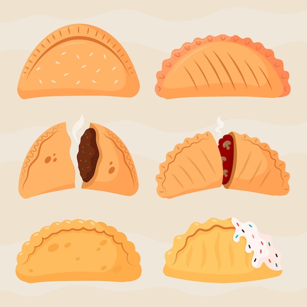 Vector gratuito colección de deliciosas empanadas tradicionales