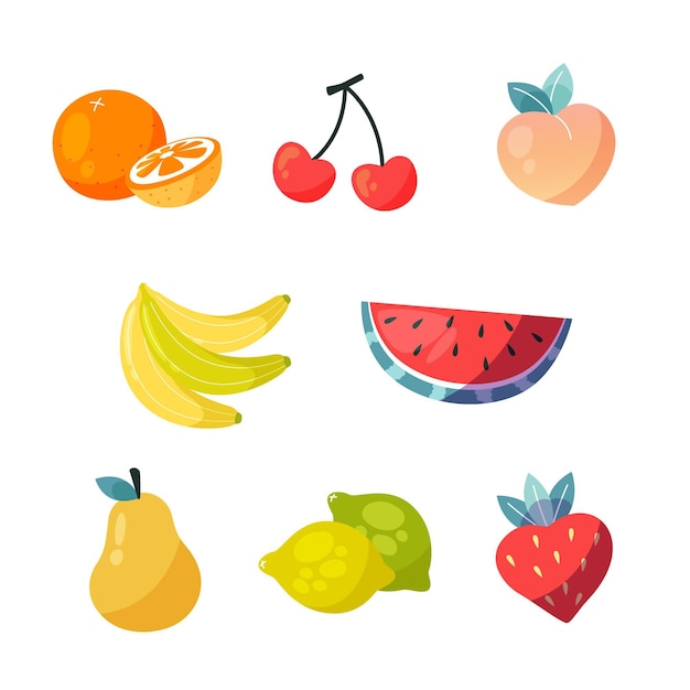 Vector gratuito colección de deliciosas frutas dibujadas a mano