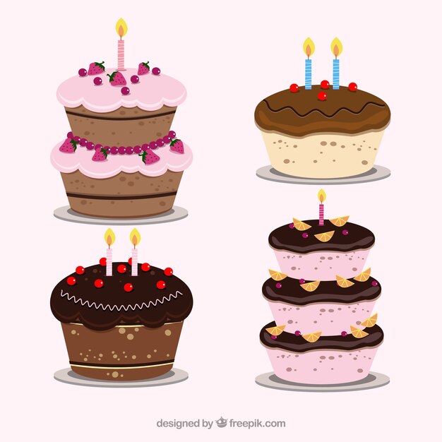 Colección de deliciosas tartas en estilo hecho a mano